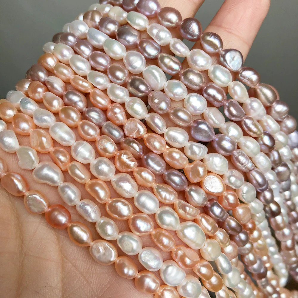 Natural White Pink Freshwater Pearl Beads High Quality Irregular Shape Punch Loose Beads for DIY Elegant Bracelet Jewelry Making