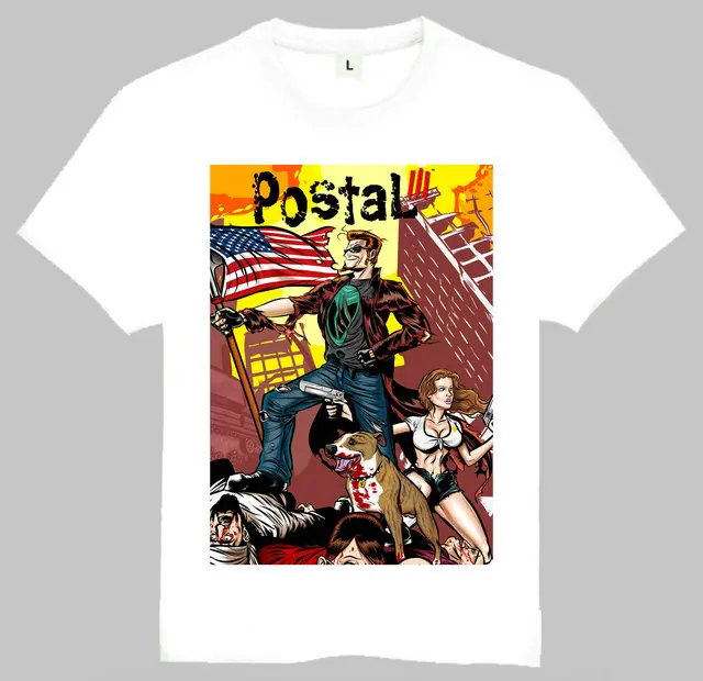 

Футболка POSTAL 2025: футболка Bloody Street Killing Mailman, европейская и американская трендовая футболка, игровая футболка, ниша