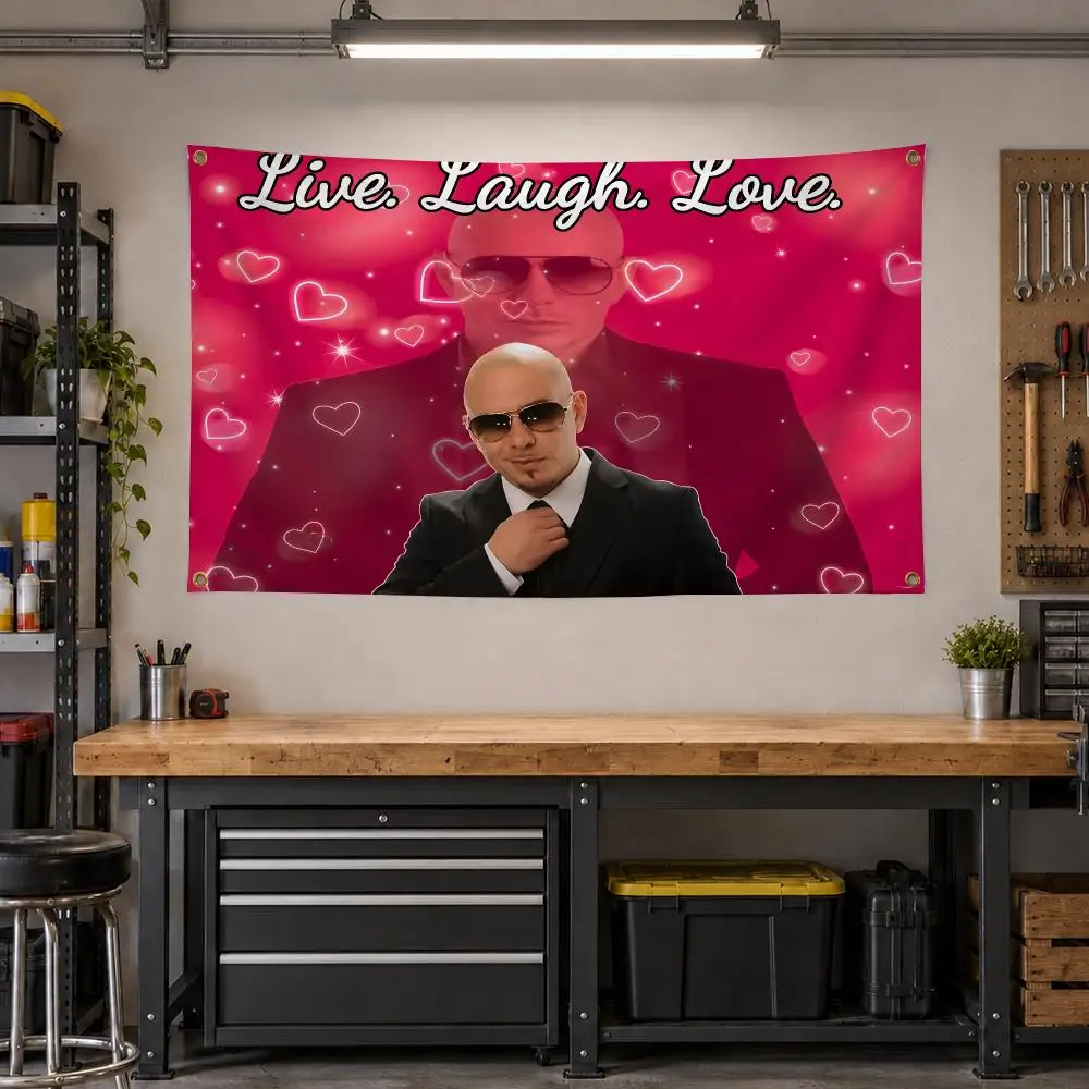 Rapper Pitbull Mr. Worldwide Music Fans Flags Personalized Banner Flag Room Dorm Camping Picnic Garage Bar Outdoor Wall Decor