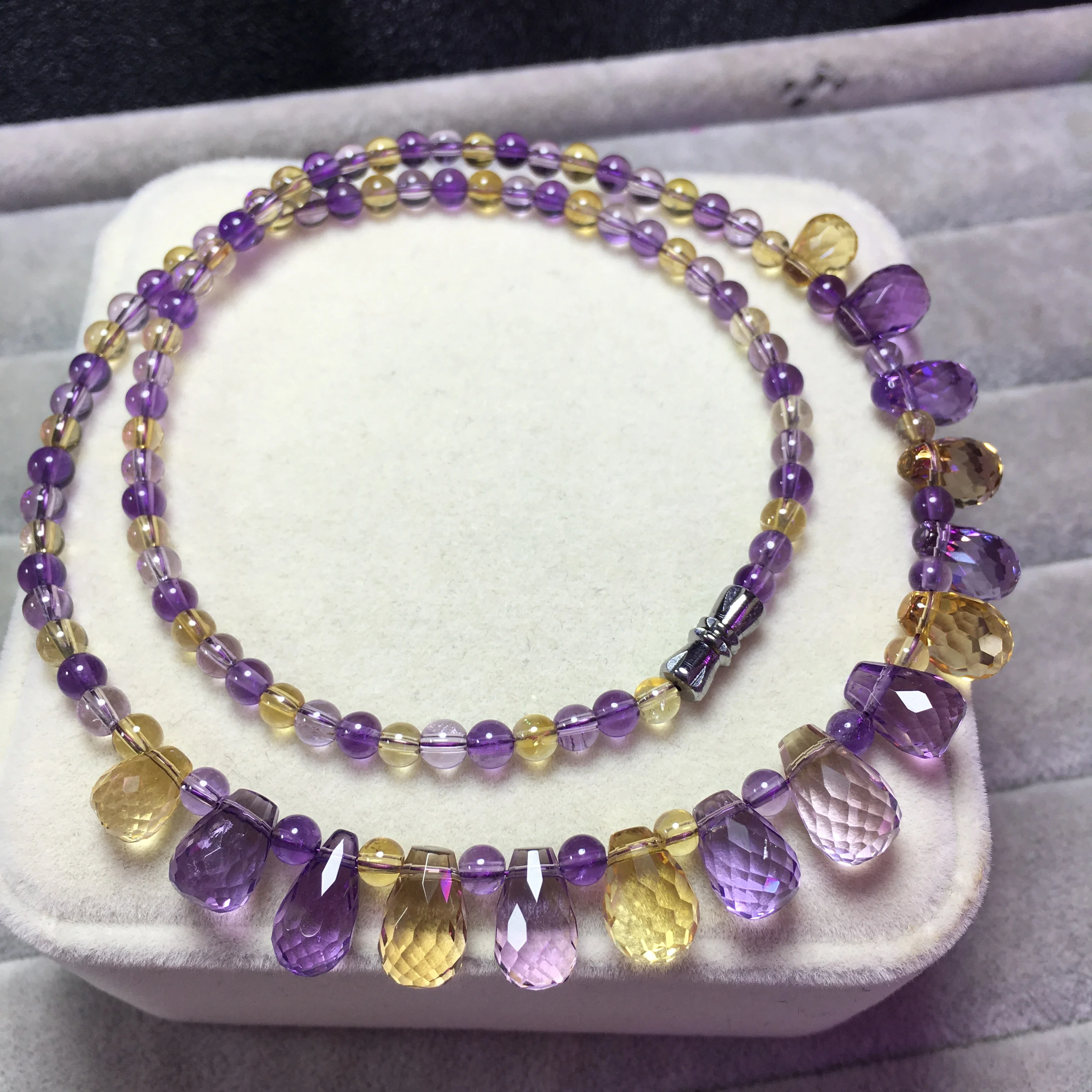 Natural Ametrine Quartz Pendant Necklace Women Men 5-10mm Natural Amethyst Citrine Quartz Crystal Pendants Necklace AAAAAA