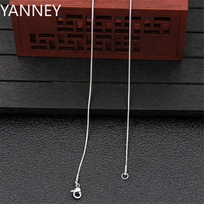 Wholesale 1MM 925 Sterling silver Round Snake Chain Necklace Fit Pendant Best Gift Jewelry for Men Women Accessories