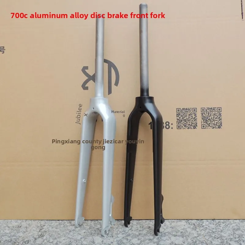 

700C road bicycle tourer aluminum alloy front fork flat handlebar road disc brake A seat shock absorber hard fork straight tube