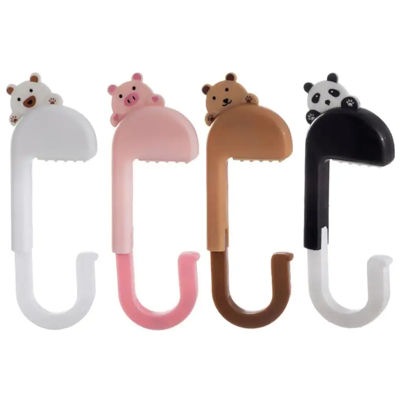 

Cute Portable Bag Hook Animal Plastic Table Hook Purse Handbag Travel Bag Organizer Holder Office Decor Plastic Desk Side Hooks