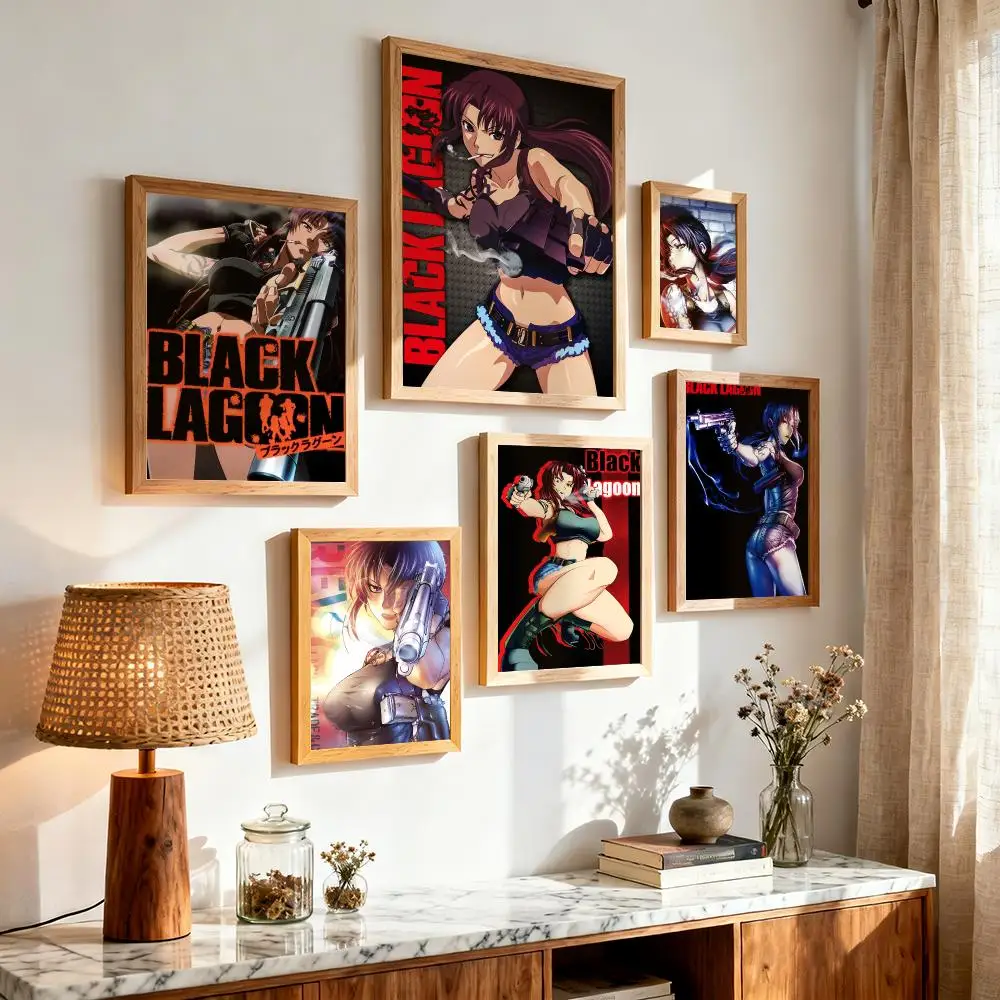 Classic Anime B-Black Lagoon Painting Calligraphy Aesthetic Canvas Wall Poster Modern Room Bedroom Cafe Wall Artwork
