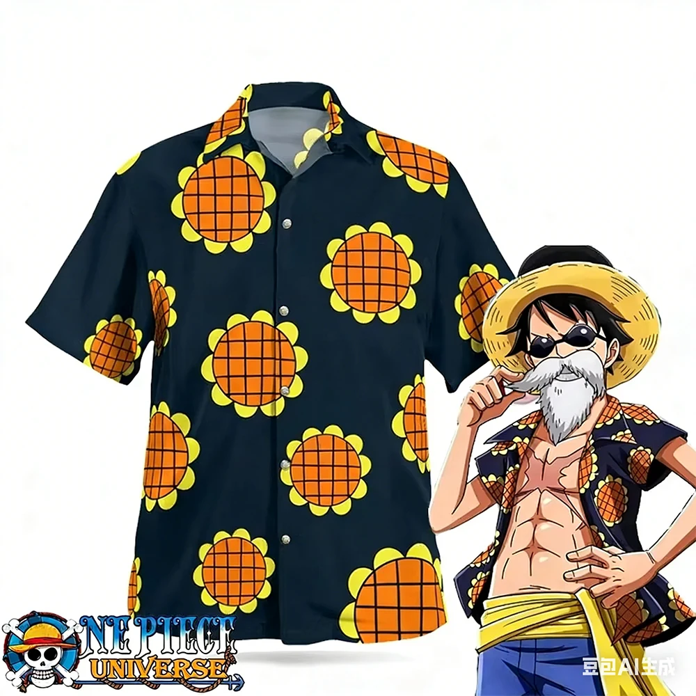 Camiseta Deportiva para Hombre y Niño, Camiseta Deportiva Luffy Dressrosa, Pantalones Sunflower One Piece, Camisa Hawaiana, Pantalones Cortos Dressrosa