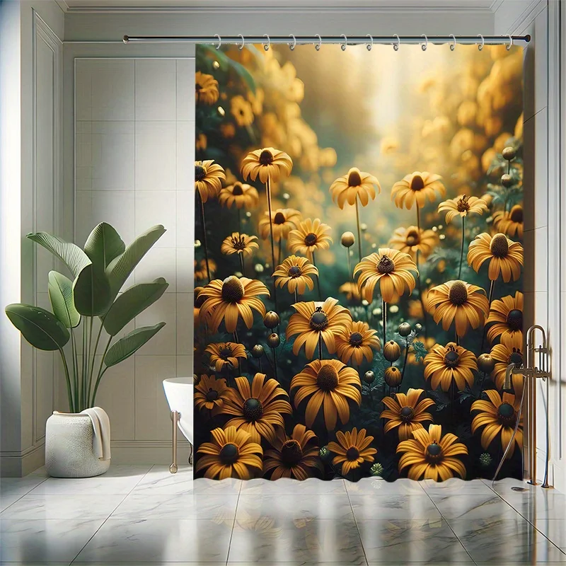 

Minimalist Fresh Style, Creative Design, Includes 12 Hooks, Polyester,Modern Bath Decor