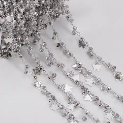 1Meter Butterfly Rhinestone Bead Charms Copper Chains for DIY Jewelry Making Supplies