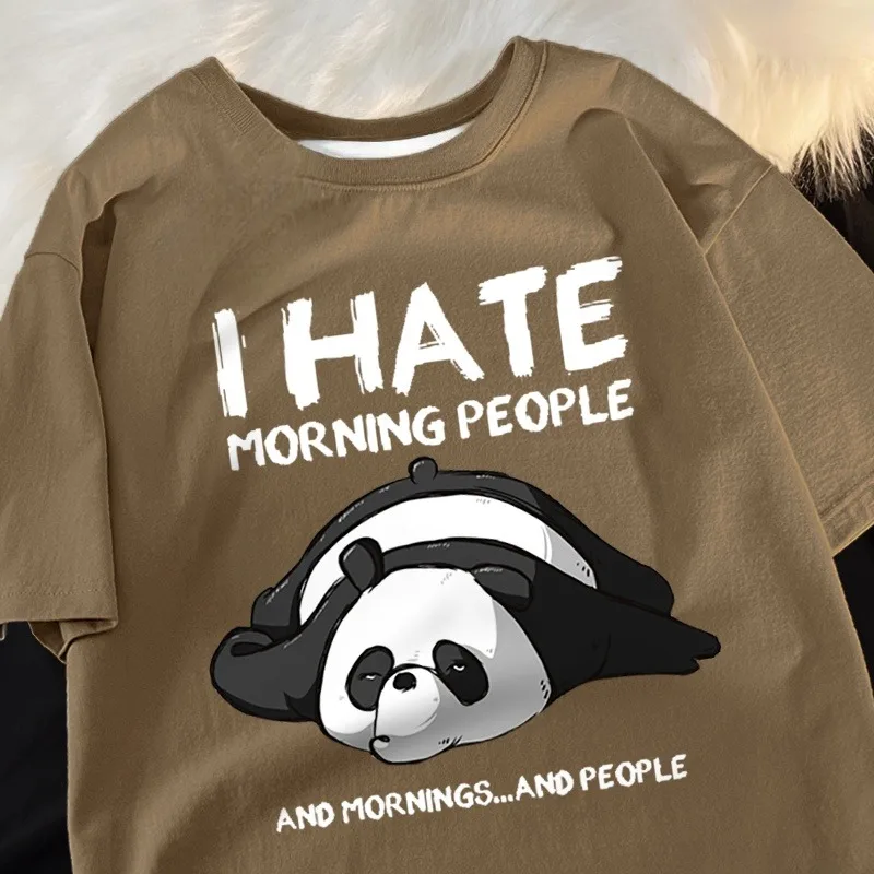 Eu odeio pessoas da manhã e pessoas da manhã unissex hip-hop solto camiseta elegante respirável confortável de secagem rápida