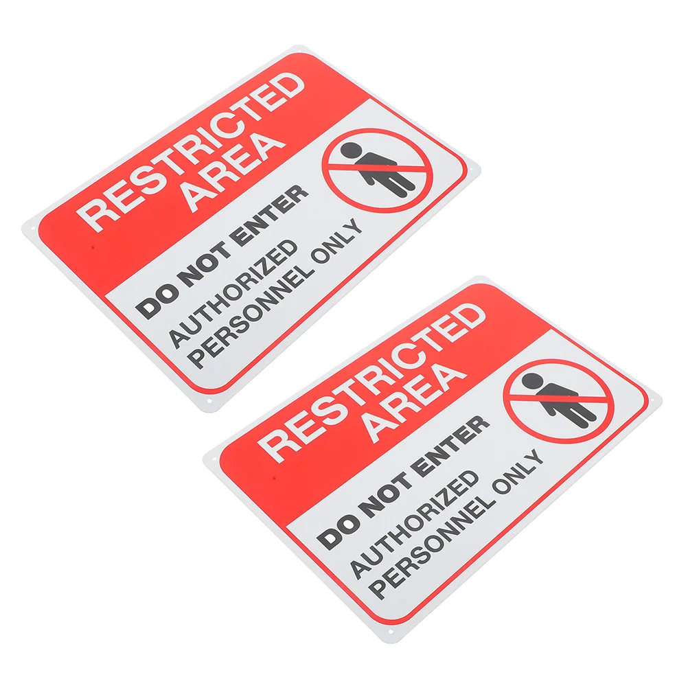 

2pcs Warning Sign Metal Do Not Enter Restricted Area Indoor Outdoor Safety Pre-Drilled
