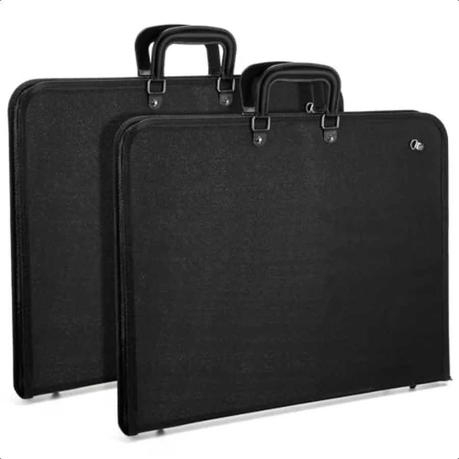 

2 Pack 19 x 14 Art Portfolio Tote Bag with Zipper Art Portfolio Case Black Carrying Storage Case Poster Storage Bag For Poster