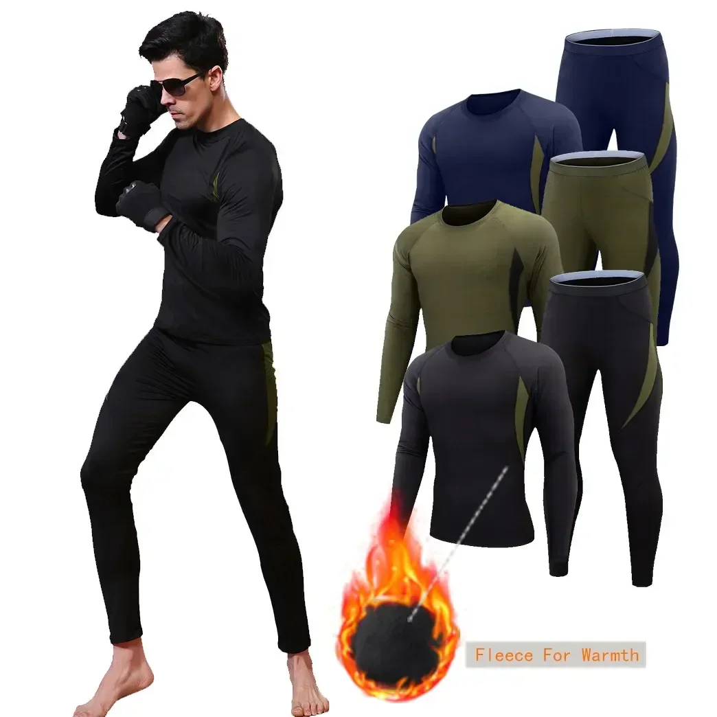 Warm Shirts Johns Set Thermal S Fleece Clothing Men Legging Long Winter Sport Male Underwear Compression