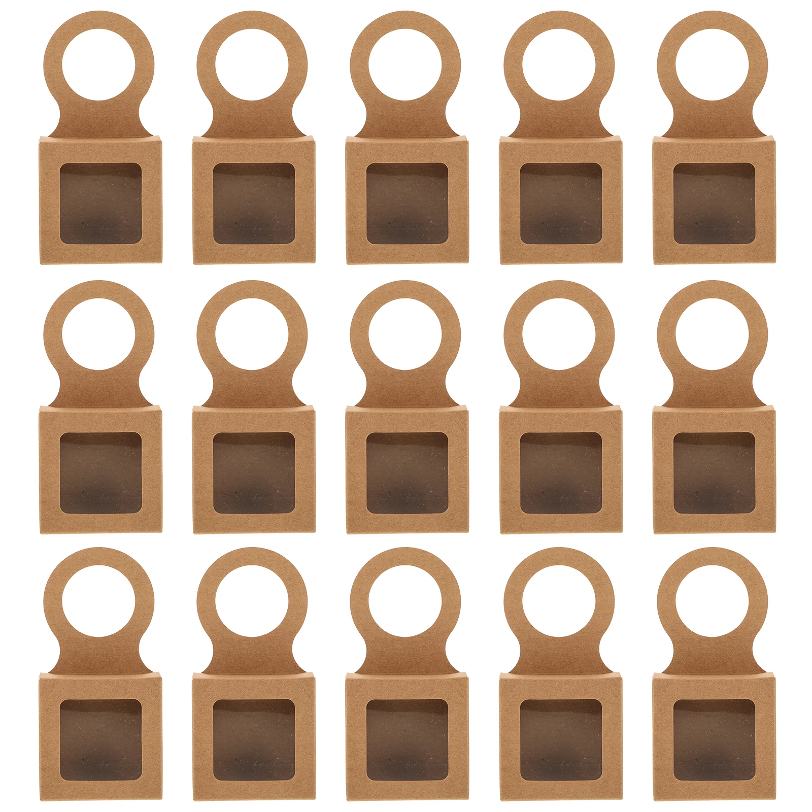 

25pcs Bottle Gift Box Kraft Paper Foldable Hanging Storage Case 6x6x2cm Mini Decorative Packaging Solution Reusable