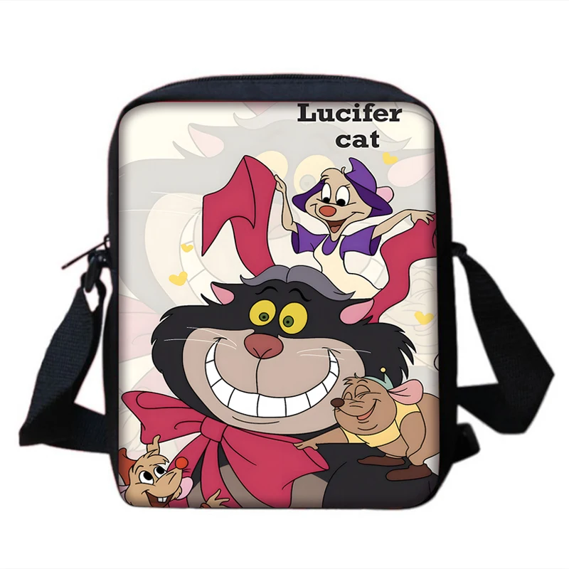 Cute Lucifer Cat Impresso Shoulder Messenger Bag, Bolsa Casual Infantil, Homens e Mulheres, Bolsa de Telefone, Bolsa de Compras, Meninos e Meninas