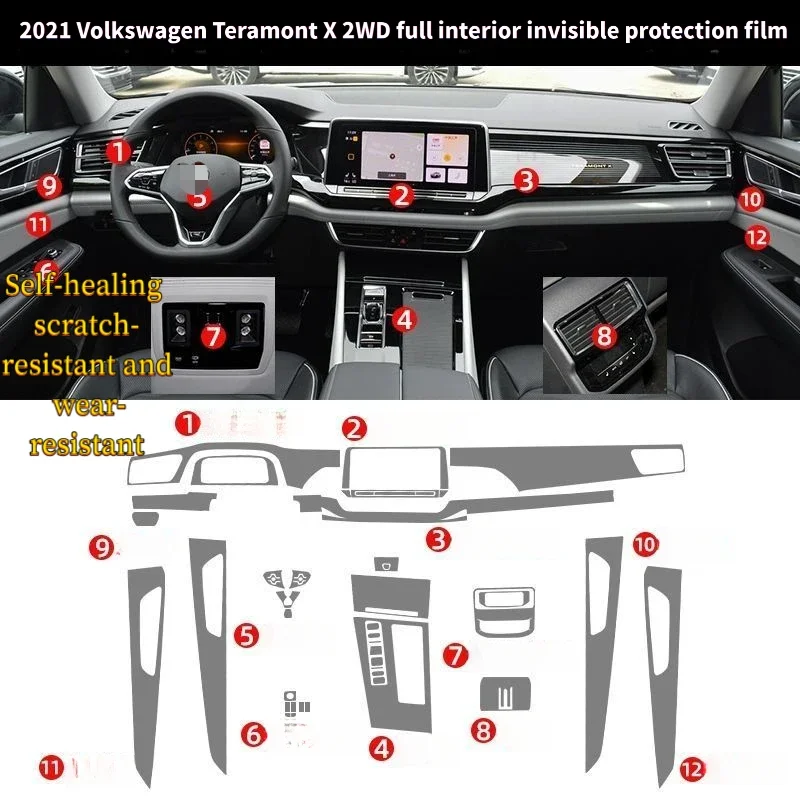 For 2021 Volkswagen Teramont X dedicated decorative interior trim film center console sticker modification parts