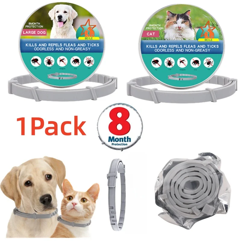 Collar antipulgas y garrapatas VIP para perros y gatos, protección de 8 meses, collares retráctiles para cachorros, gatos y perros grandes, accesorios