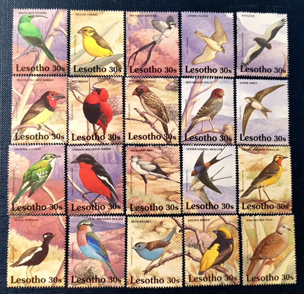 Poststempel „Königreich von Lesotho“, Porto „Wild Birds 20, komplett neues Sammler-Poststempelmaterial für Scrapbooking-Zubehör – Detail 1