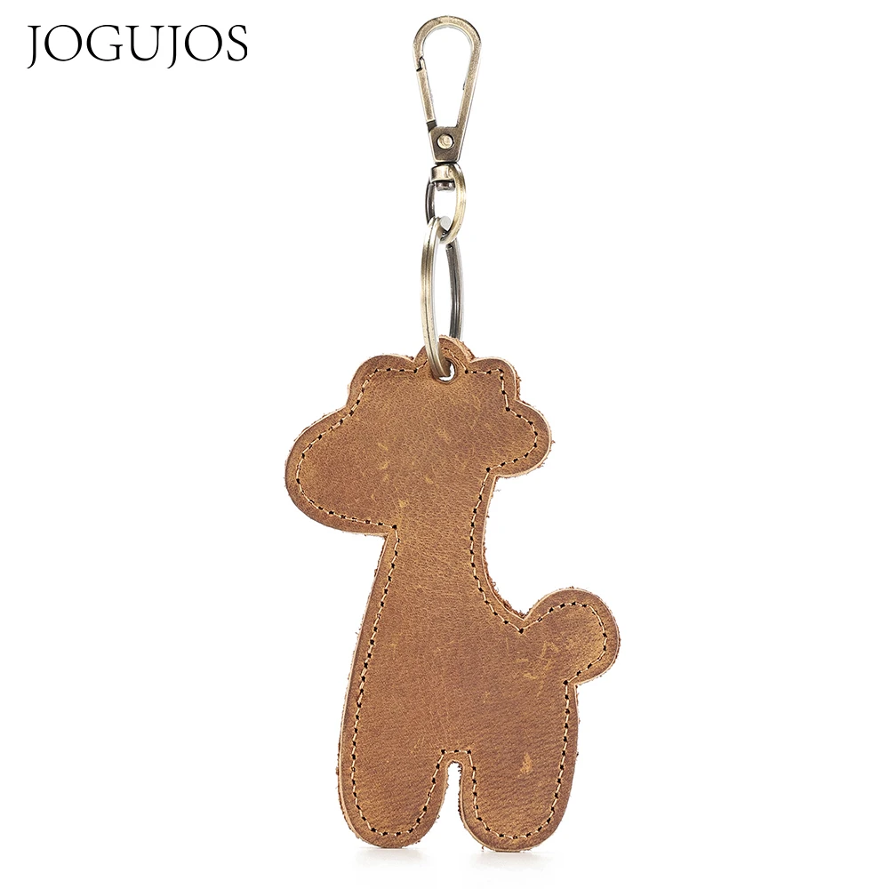 

JOGUJOS Genuine Leather Bag Decoration Creative Animal Keychain Bag Ornament Key Ring Holder Hanging Keychain Gift New