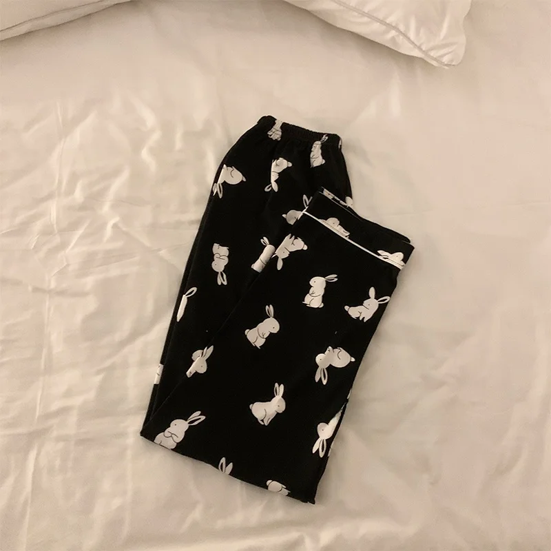 

Bla Cotton Spwear Long Sve Home Clothes Set for Women Large Size Rabbit Pattern Spring Autumn New Arrival