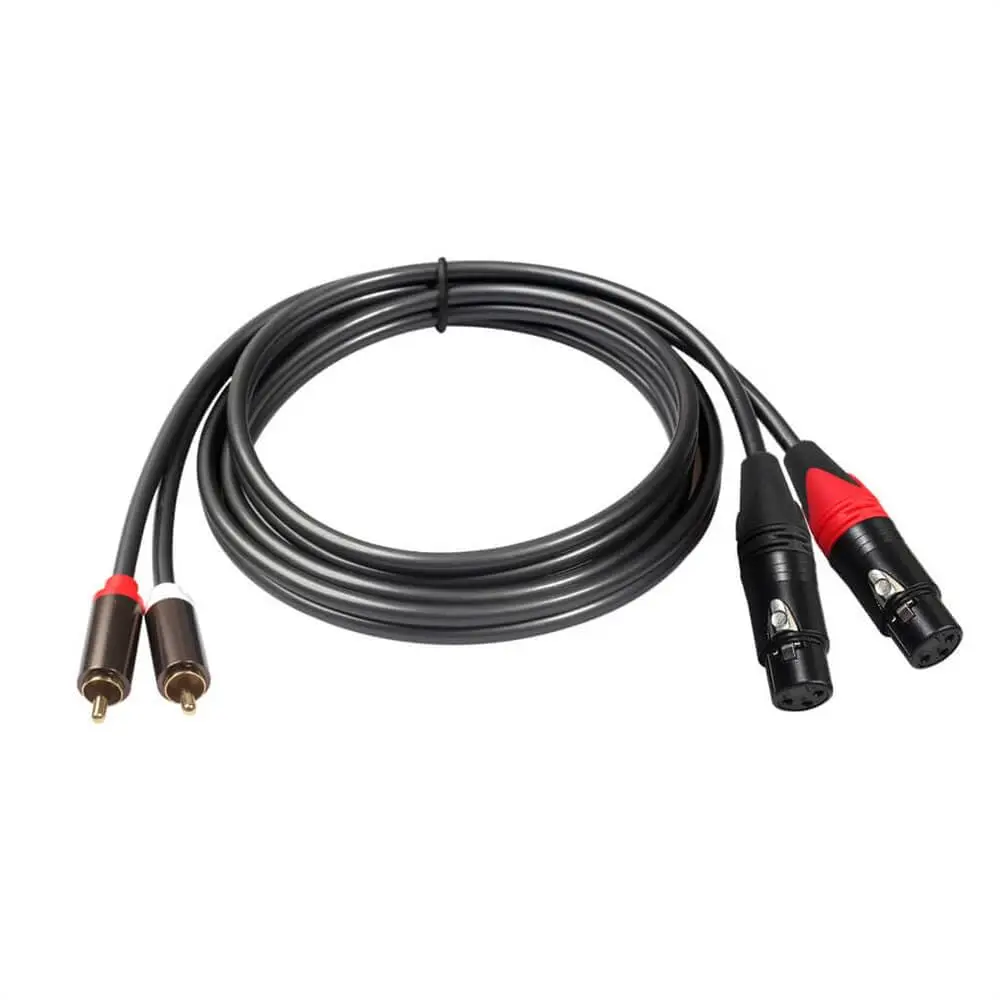 XLR Cables Female to RCA Male Connector, 2 RCA Male To 2 XLR Female Cable Connector 1.5M for Computer Sound Card Camera Cable