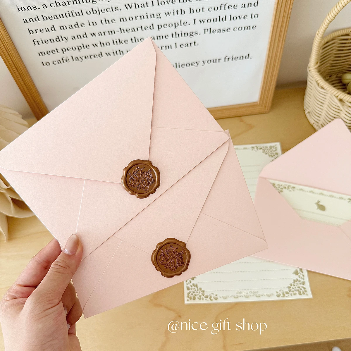 1 set of pearlescent envelope stationery set Holiday handwritten confession blessing letter  Wedding party invitations