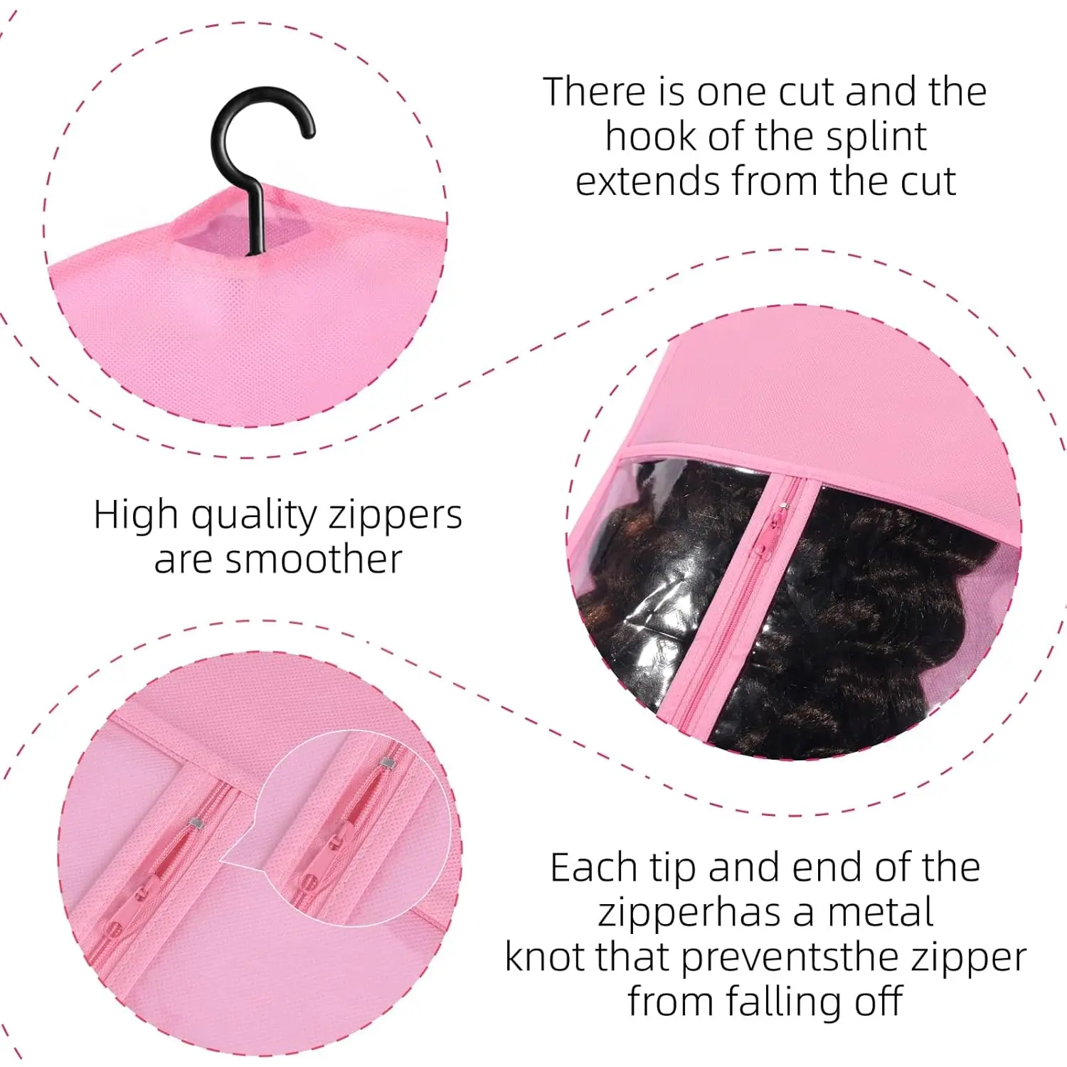 Wig Storage Bags with Hanger for Hair Extensions
