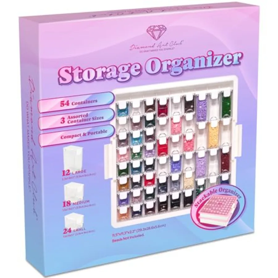 

Diamond Painting Storage Organizer - 54 Premium Containers For Diamond Or Bead Storage - Portable Stackable and Multi-Size Craf