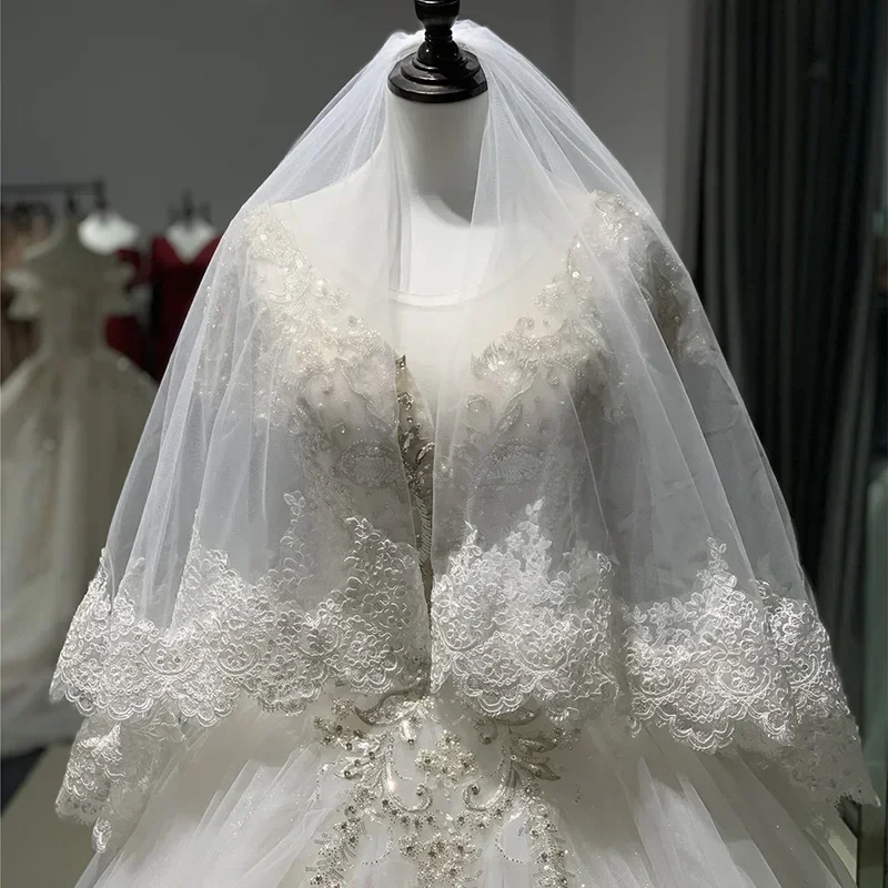 

Свадебная фата невесты, двухуровневая фата, кружевная расческа с блестками, фата белого цвета слоновой кости, девичник