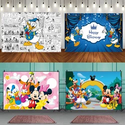 Disney Mickey Minnie Donald Duck Birthday Party Vinyl Background Custom Decoration Party Background Baby Shower Banner