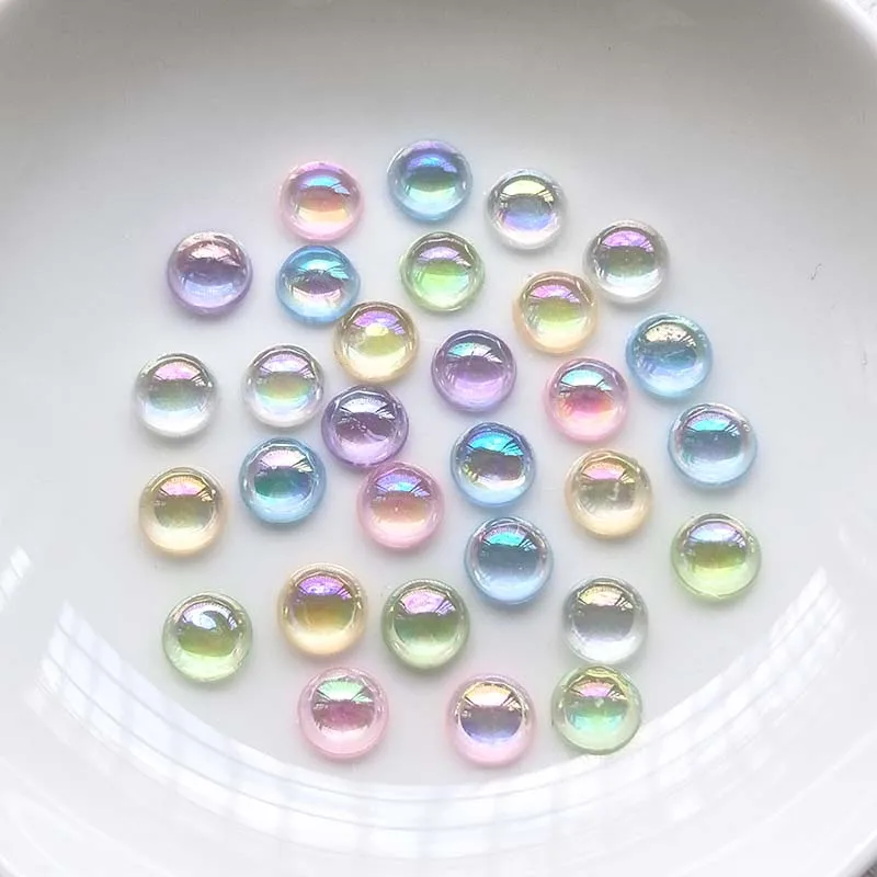 220 8mm Transparente Halbkreisförmige AB Acryl Flachboden-Strasssteine für Nagelkunst, DIY-Bastelarbeiten und Dekorative Accessoires