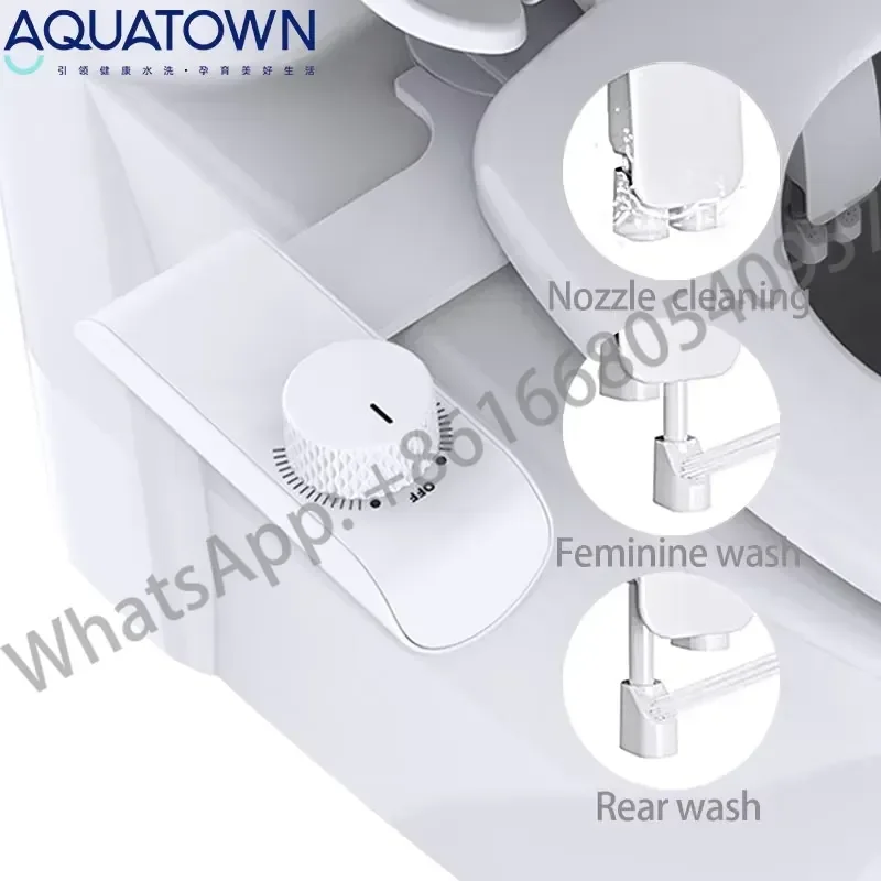 USA Hot Selling Non Electric Ultra-Slim Dual Retractable Nozzle Self-Cleaning Floor Mounted Bathroom Bidet Toilet Attachment