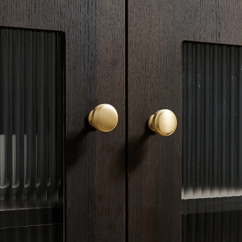 Solid Brass Chinese Knurled Drawer Knobs Bedroom Door Pulls Kitchen Cabinet Storage Handles Wardrobe Colset Furniture Knobs