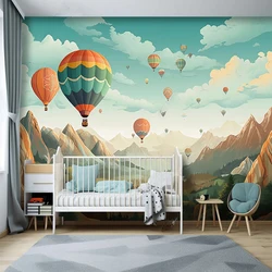 Custom Any Size Mural Wallpaper Cartoon Children's Room Kindergarten Dream hot air balloon Wall Painting Bedroom Background Wall