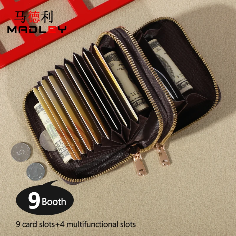 

New zippered organ card bag with multiple card slots, large capacity ID card holder, multi-functional leisure coin bag