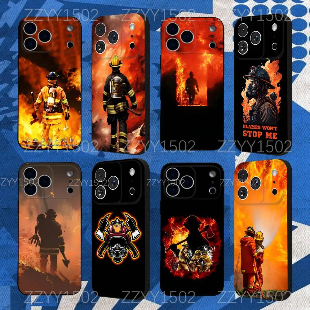 

Firefighter Heroes Fireman Phone Case For iPhone 17,16,15,14,13,12,Pro,Max,Plus,E,SE4,Air,Mini Black Funda Shell