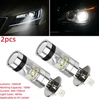 2pcs H1 Car Headlight Bulbs 100W LED White 12-24V 20-SMD Projector Fog Driving DRL Light Bulb 6000K Fog DRL Driving Auto Lamp