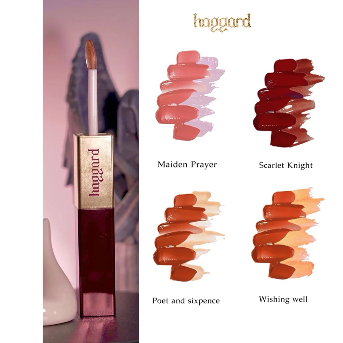 Haggard Scepter Double Headed Lip Gloss,Lightweight & Luxury Makeup,High Color Payoff,Long-Lasting Wearable Texture