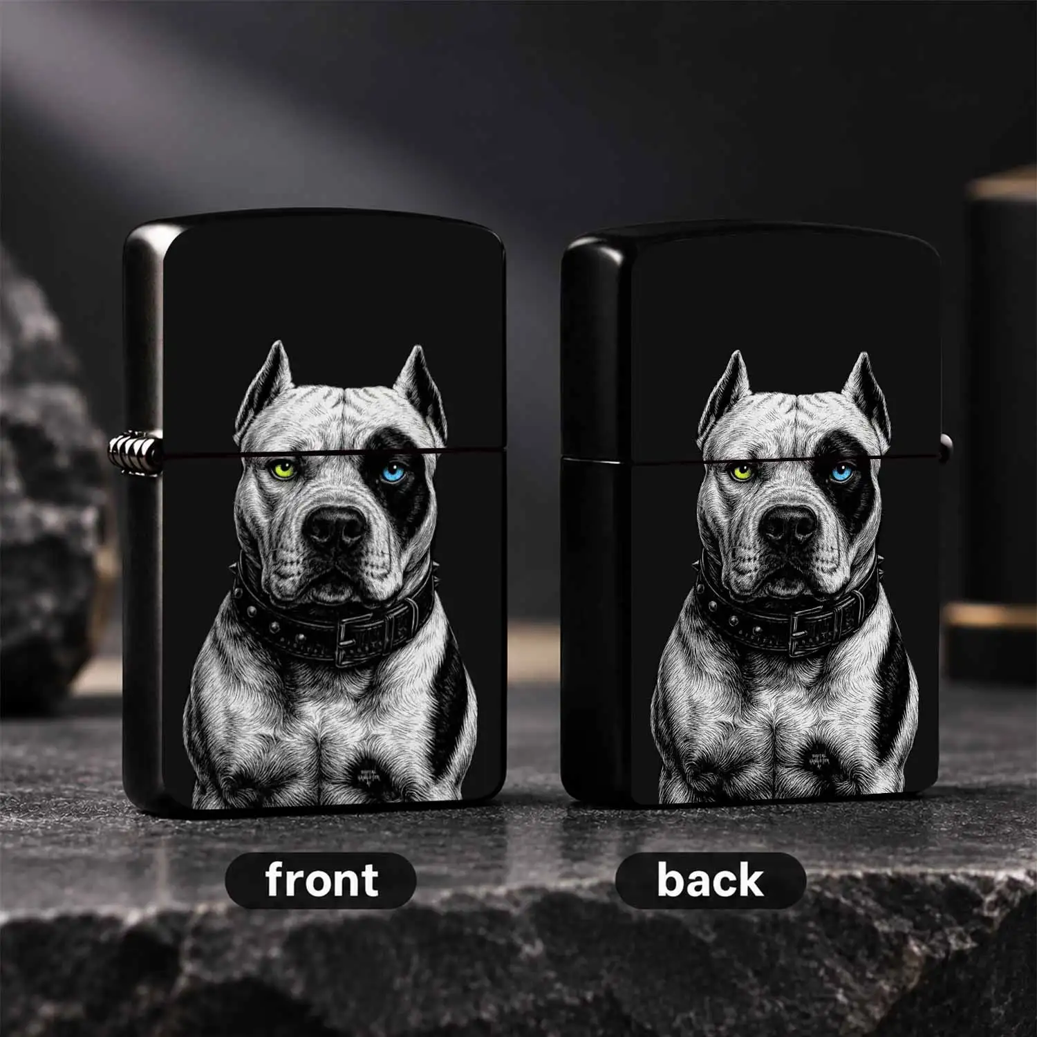 Stylish Heterochromatic Pitbull Pattern Lighter, Portable Practical Ignition Tool, Suitable for Daily Use Outdoor Gathering and All Scenarios, Unique Delicate Gift foror Personal Usage with Eye-c A Humorous And Interesting Lighter