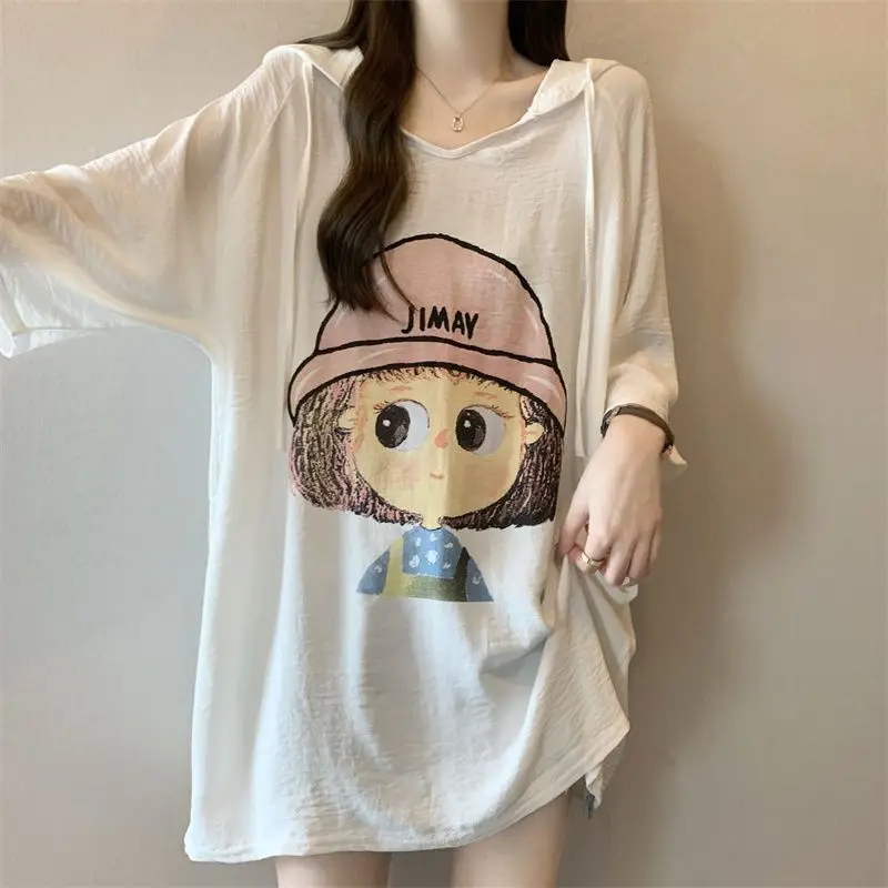 Women Summer Fashion Loose Large Size Appear Thin Cartoon O-neck Short Sleeve T-Shirt Women Clothes Casual All-match Top Tee