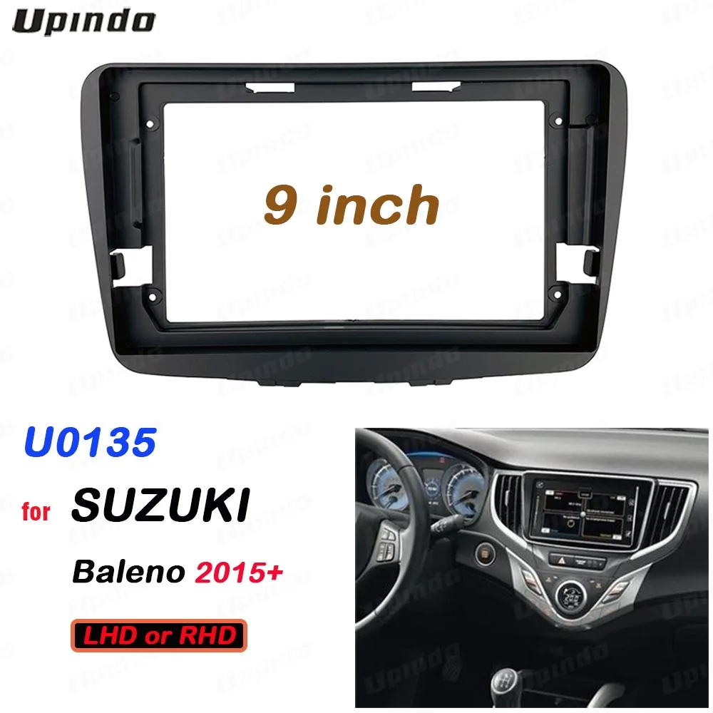 Car Accessory Double Din 9 Inch Audio Plastic Fascia Gps Mp4 Radio Panel Frame for Suzuki Baleno 2015-2019 Dashboard Mount Kit