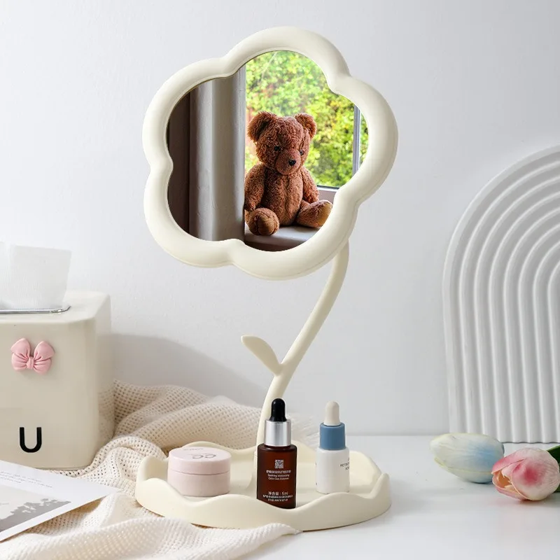 Sunflower Makeup Mirror Girl Dresser Desktop Hanging Jewelry Beauty Mirror Bedroom Dorm Dressing Mirror Removable Portable