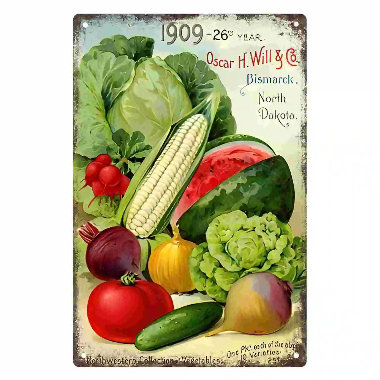 2D FLAT 1pc Vintage Oscar H. Will & Co. Vegetable Poster Wall Art Decoration for Kitchen Farmhouse Cafe Garden And Home