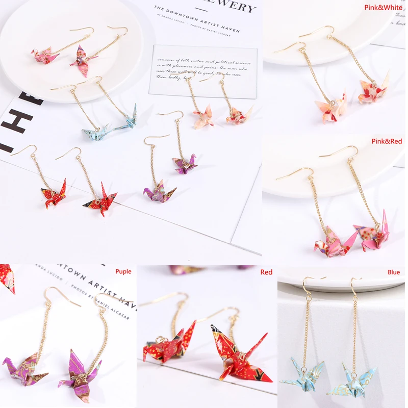 Kranich Earrings Origami Miniblings Bird Cranes Faltkunst Senbazuru Paper