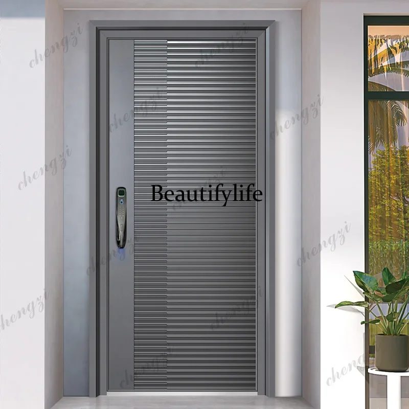K153  Customization Postmodern Anti-Theft Stainless Steel Door With Aluminum Alloy Construction For Hotels Villas Malls