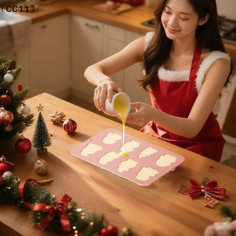 Silicone Christmas Baking Mold Non Stick Surface Adorable Santa Tree Shapes For Holiday DIY Cookie Chocolate Candy Making〔CC11〕
