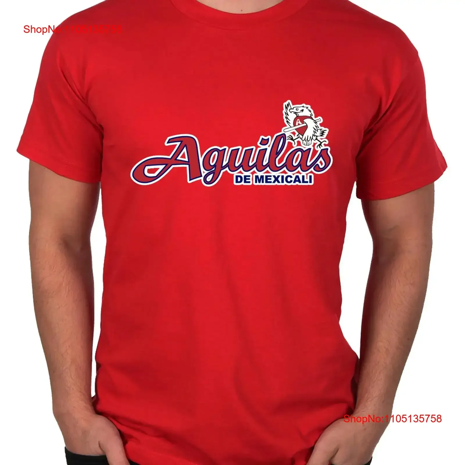 Baseball Aguilas de Mexicali T Shirt for Men's Color Red 100 Cotton vintage Washed Stretched streetwear Breathable Casual