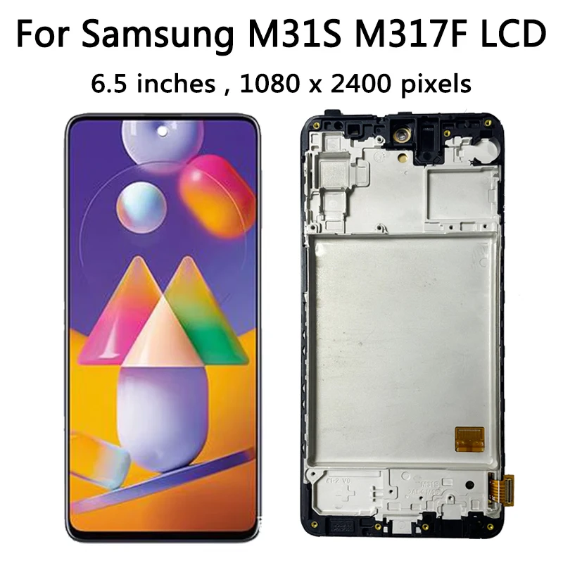 Super AMOLED M31S LCD For Samsung M31s SM-M317F M317F/DS Lcd Display Touch Screen Digitizer Assembly Panel With Frame