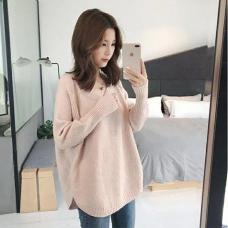 Fashion Solid Color Asymmetrical Casual Sweaters Female Clothing 2023 Autumn Winter Loose All-match Pullovers Irregular Tops