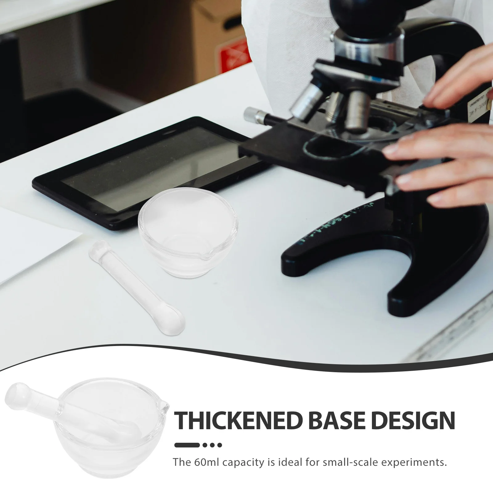 

1Set Thickened Glass Pestle Set Laboratory Grinding Bowl Durable Glass Pestle for Science and Kitchen Use Bowls