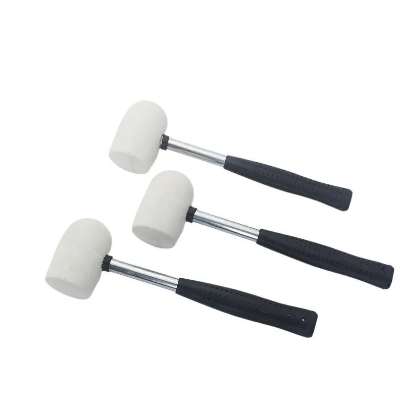 1PC White Rubber Hammer Steel Tube Handle Rubber Mallet for Flooring Installation Wood Floor Tile Aluminum Window Knocking Tool