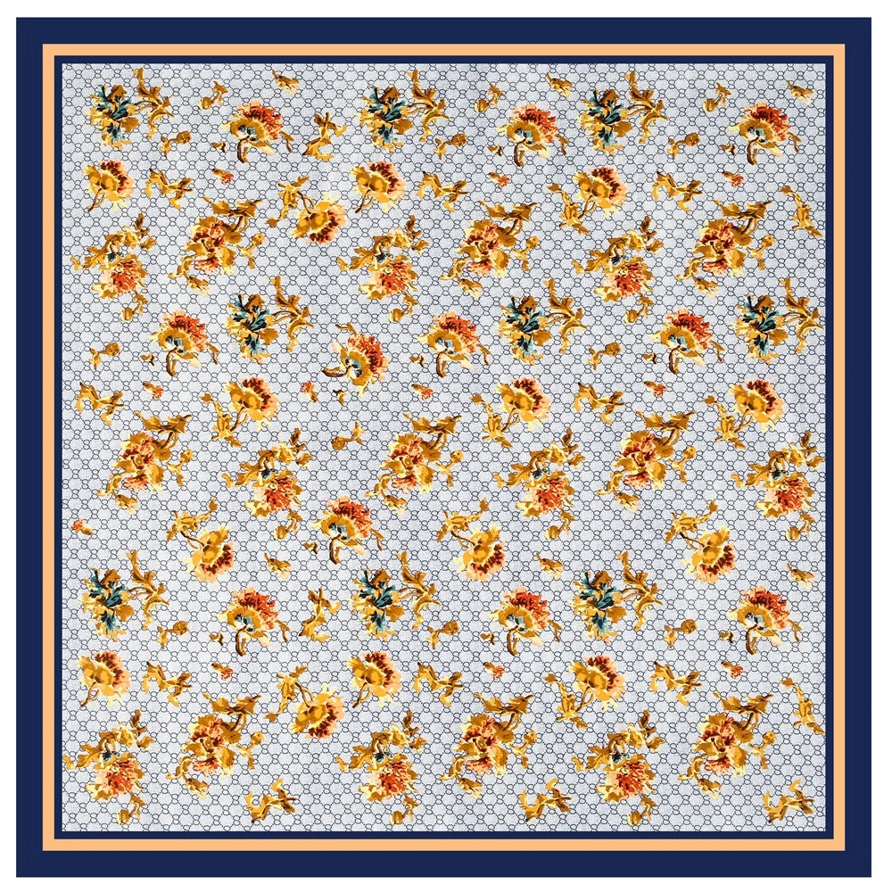 

Новый 130 см саржевый шелковый шарф, модный дизайн с розами, женская шаль, бандана, платок, женские квадратные шарфы с большой головкой